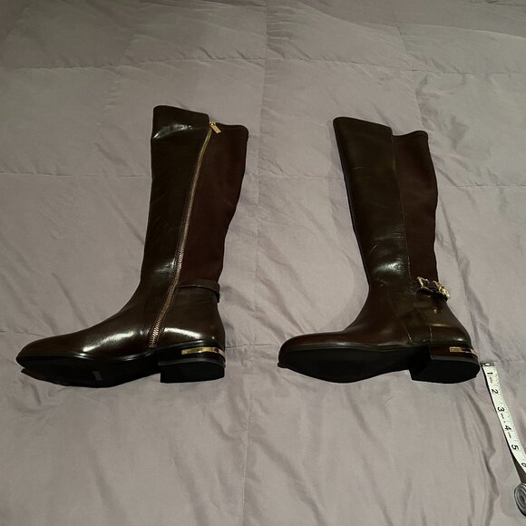 MICHAEL Michael Kors Aileen Brown Leather & Ponte OTK Flat Boots - 7M - Picture 5 of 6